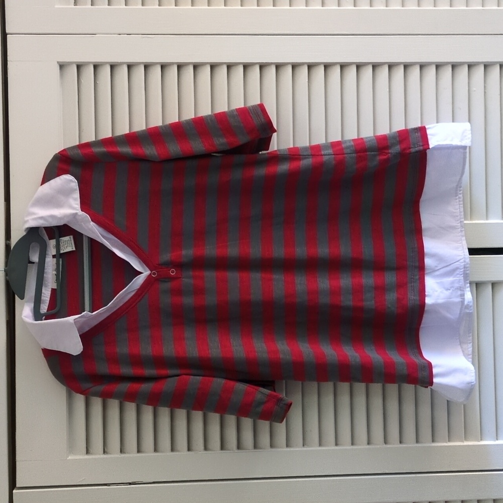 Vintage Juniors xl twofer attached shirt combo red grey striped